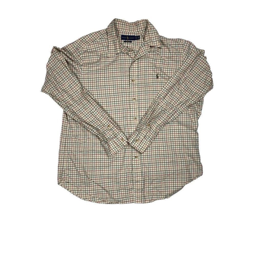 Polo Ralph Lauren Classic Fit Cream Brown Long Sleeve Button Down Men's Sz XL